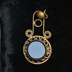 Antique Unique Cut White to Ruby Bohemian Glass & Brass Pendant / Fob